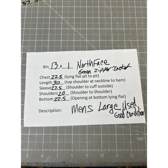 Northface Men's Sz. L Green Full Zip Fleece Jacket Waffle Thermal VG+ - Picture 12 of 12